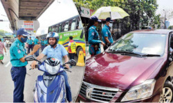 যানবাহনে স্টিকার যাচাই অভিযান শুরু করেছে পুলিশ